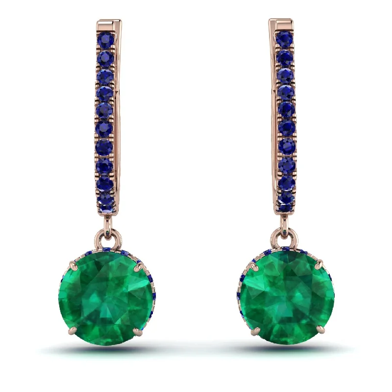 Fashionable Drop Earrings For Formal Occasions-Emerald Dangle Earrings With Hidden Halo - Adaline No. 65