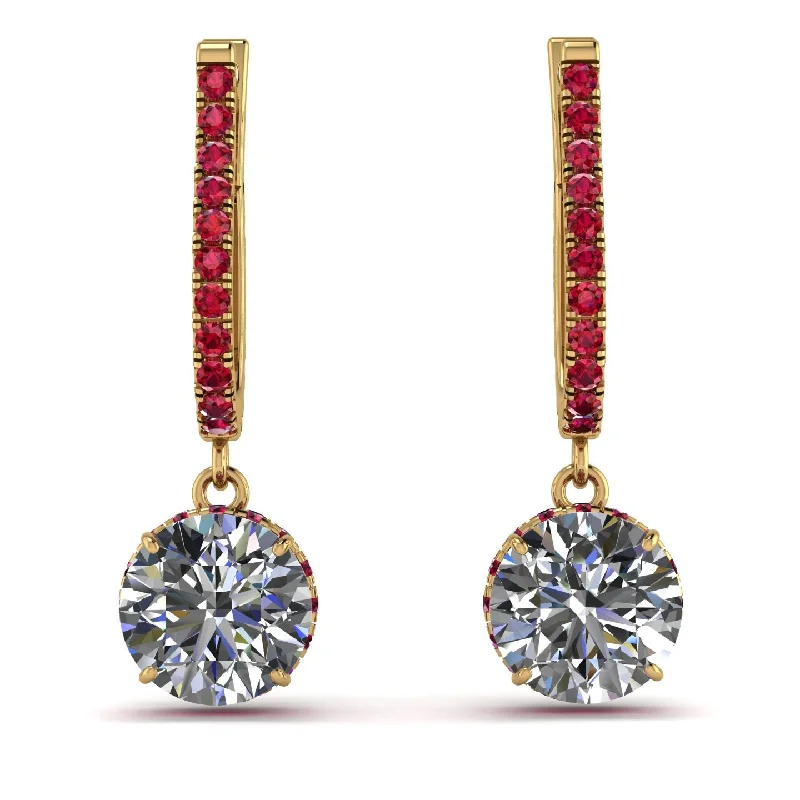 Trendy Earrings For Bold Looks-Diamond Dangle Earrings With Hidden Halo - Adaline No. 46