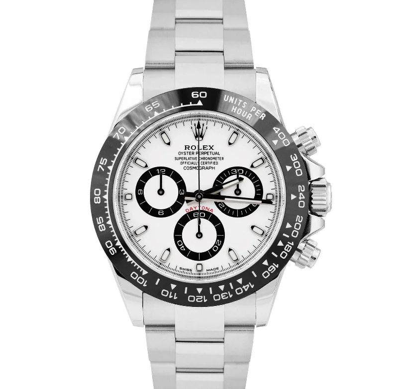 Stunning Men’s Chronograph Watches For Timeless Style-MINT 2023 Rolex Daytona Cosmograph 40mm PANDA White Steel Watch 116500 LN BOX