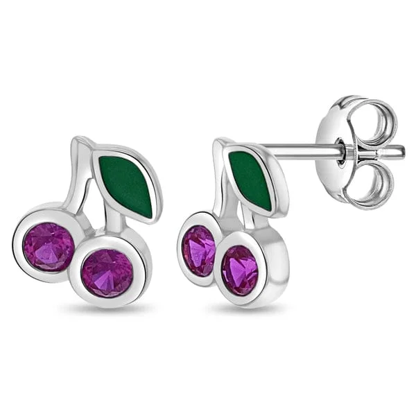 Classic Gemstone Earrings For Timeless Appeal-Glittering Cherries Children's Earrings