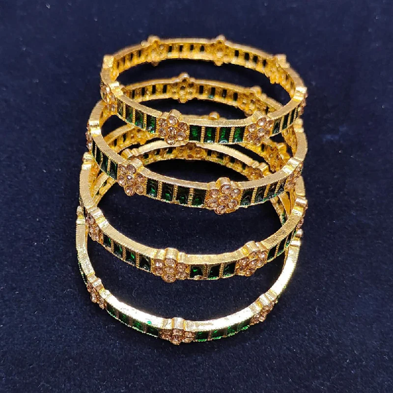 Timeless Gold Bangles For Classic Weddings-Pooja Bangles Gold Plated Bangle Set