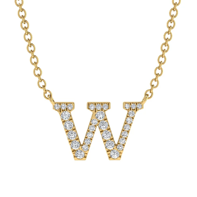 Diamond Gold Initial Necklace - W