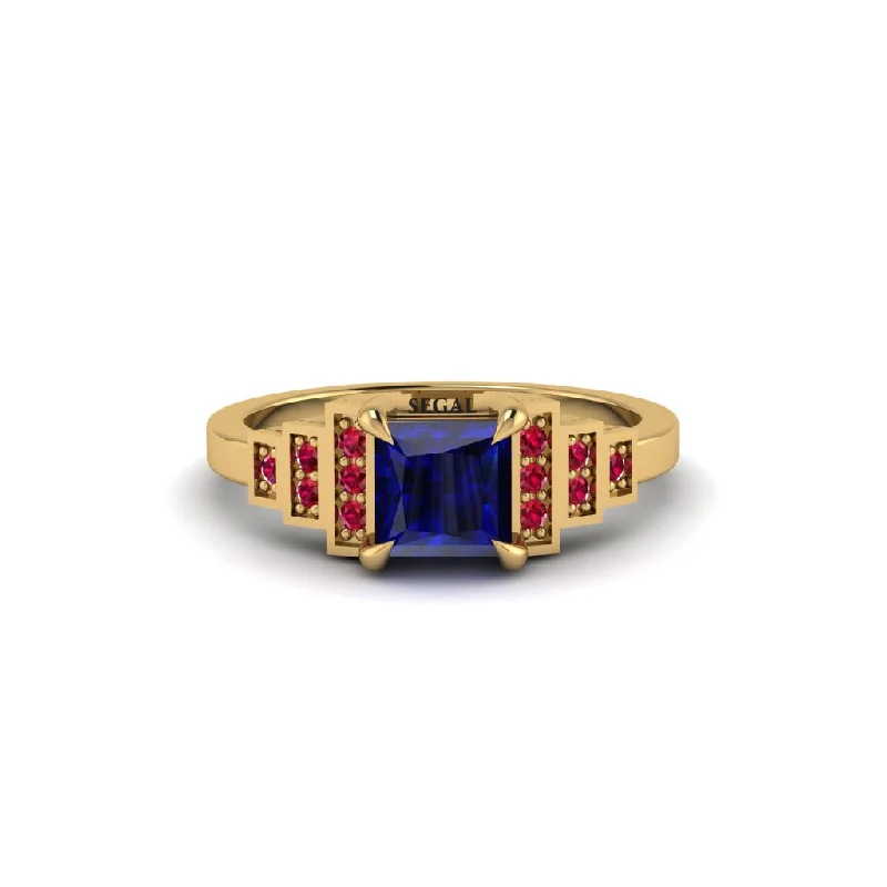 Custom Wedding Rings For Personalized Proposals-Sapphire Geometric Princess Cut Engagement Ring - Thea No. 58