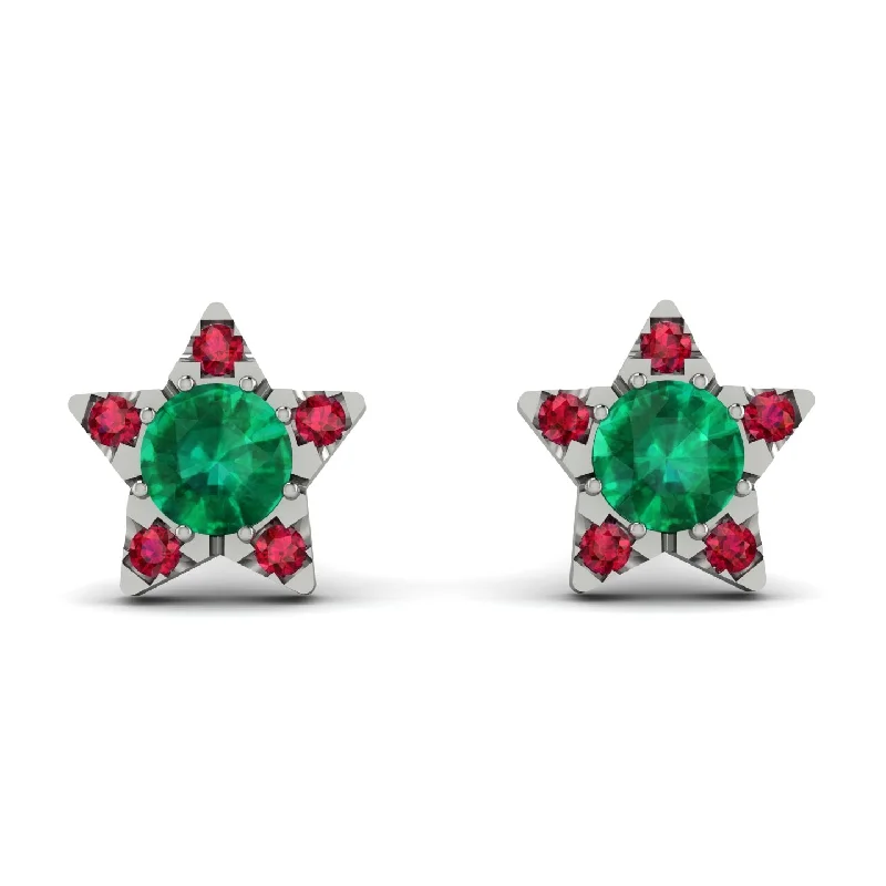 Beautiful Gold Earrings For Special Events-Star Halo Emerald Earrings - Zelda No. 51