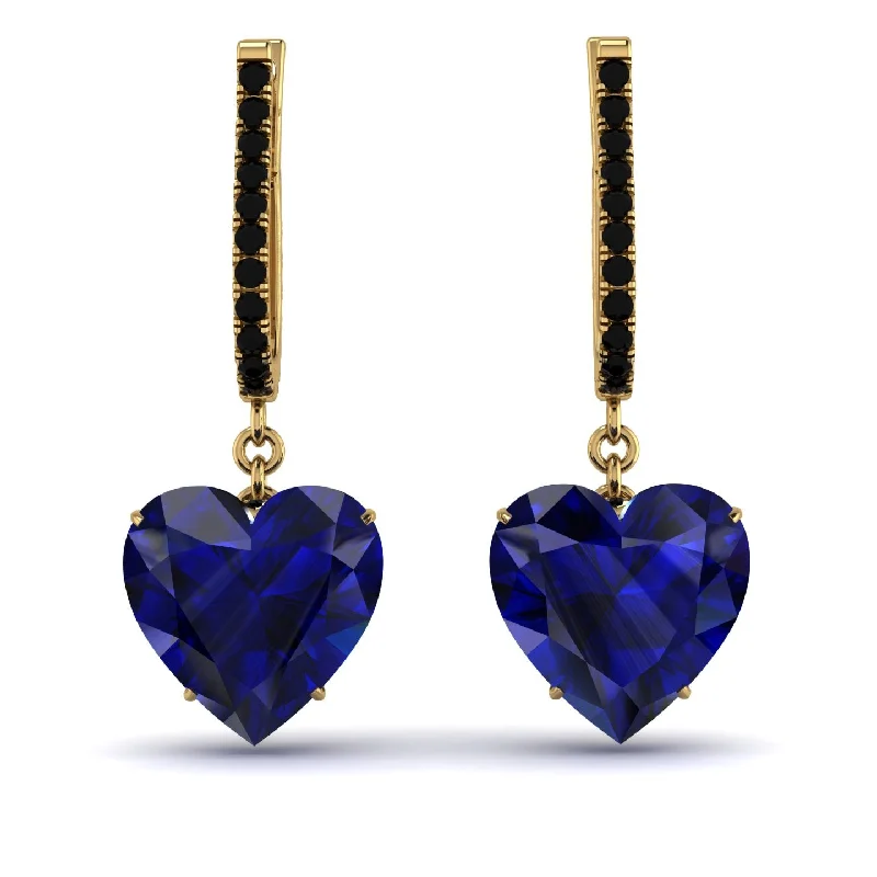 Stunning Gold Earrings For Formal Gatherings-Heart Sapphire Earrings - Noelle No. 43