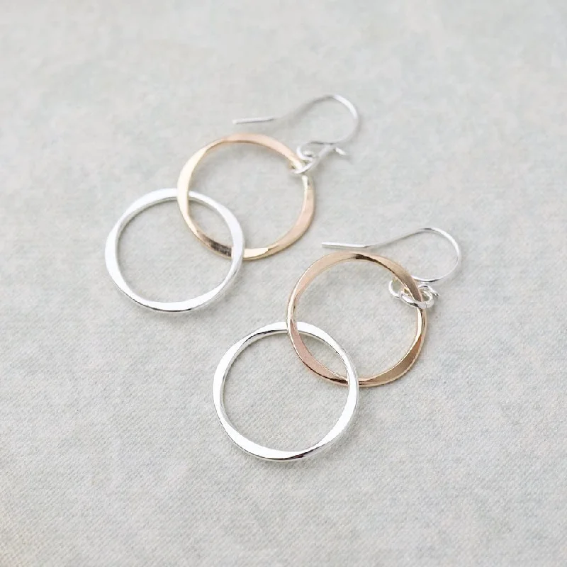 Custom Earrings For Personalized Gifts-Married Link Earrings Sterling Silver & Gold Fill