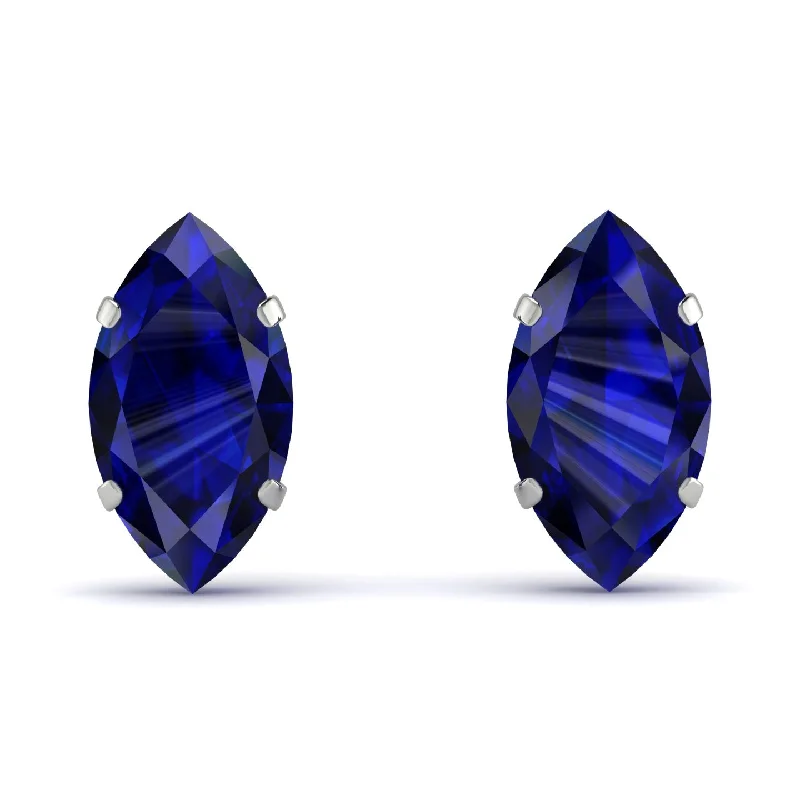 Beautiful Drop Earrings For Wedding Glam-Hidden Halo Marquise Sapphire Earrings - Journey No. 45