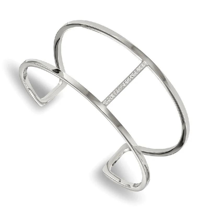 Elegant Twist Bangles For Chic Fashion-Stainless Steel Polished w/Preciosa Crystal Cuff Bangle