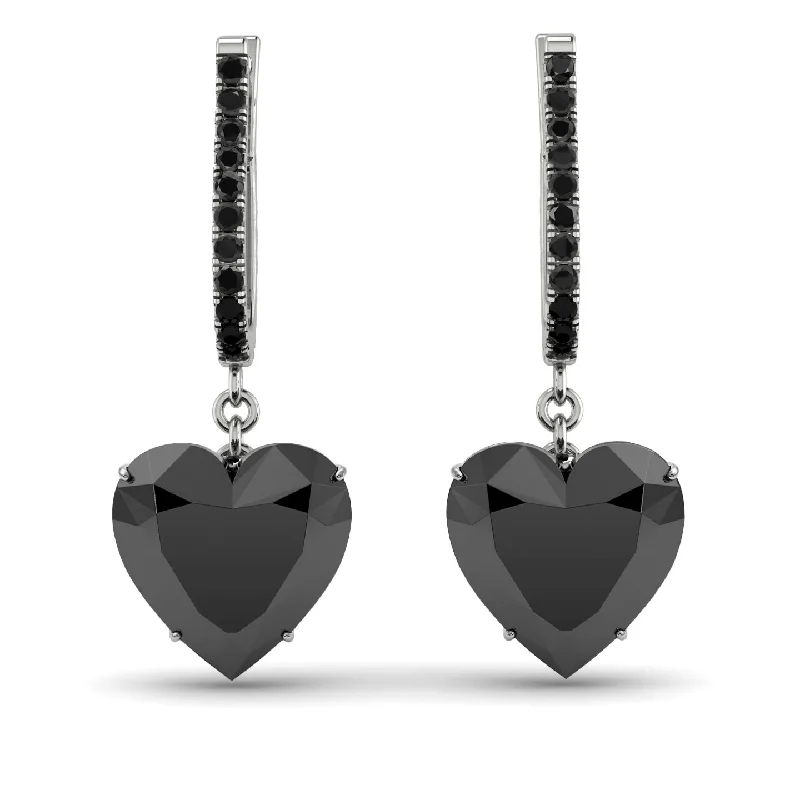 Silver Earrings For Sophisticated Looks-Heart Black Diamond Earrings - Noelle No. 39