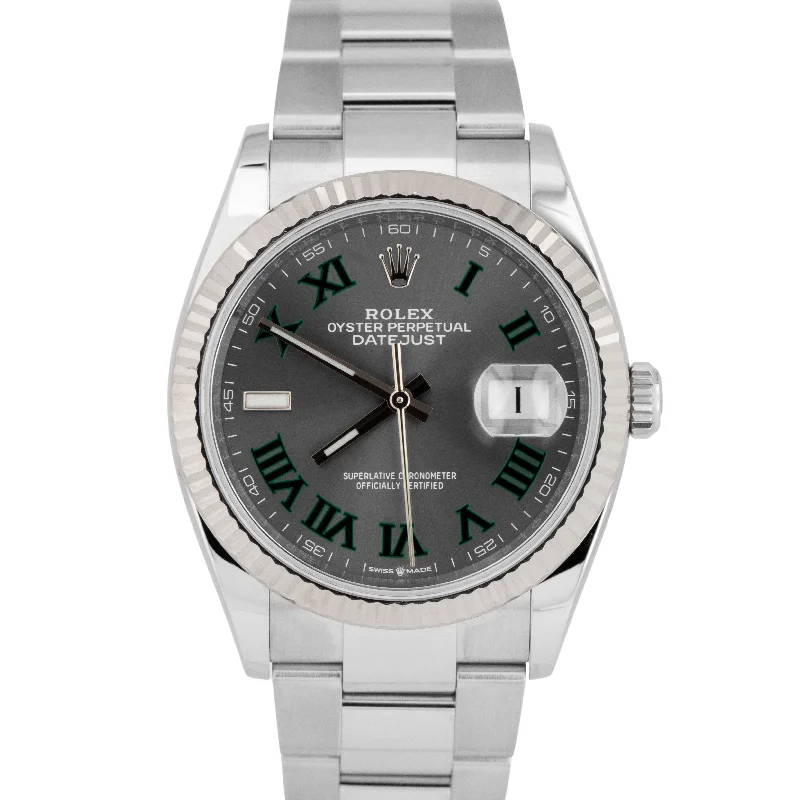 Unique Titanium Watches For Modern Appeal-MINT PAPERS Rolex DateJust 36 Wimbledon Rhodium Gray Steel Oyster 126234 BOX