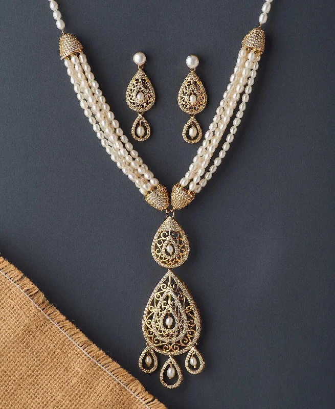 Trendy Real Pearl Necklace Set