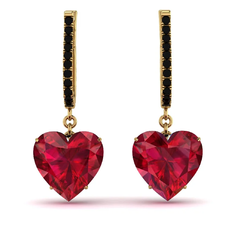 Colorful Stud Earrings For Fun Fashion-Heart Ruby Earrings - Noelle No. 40