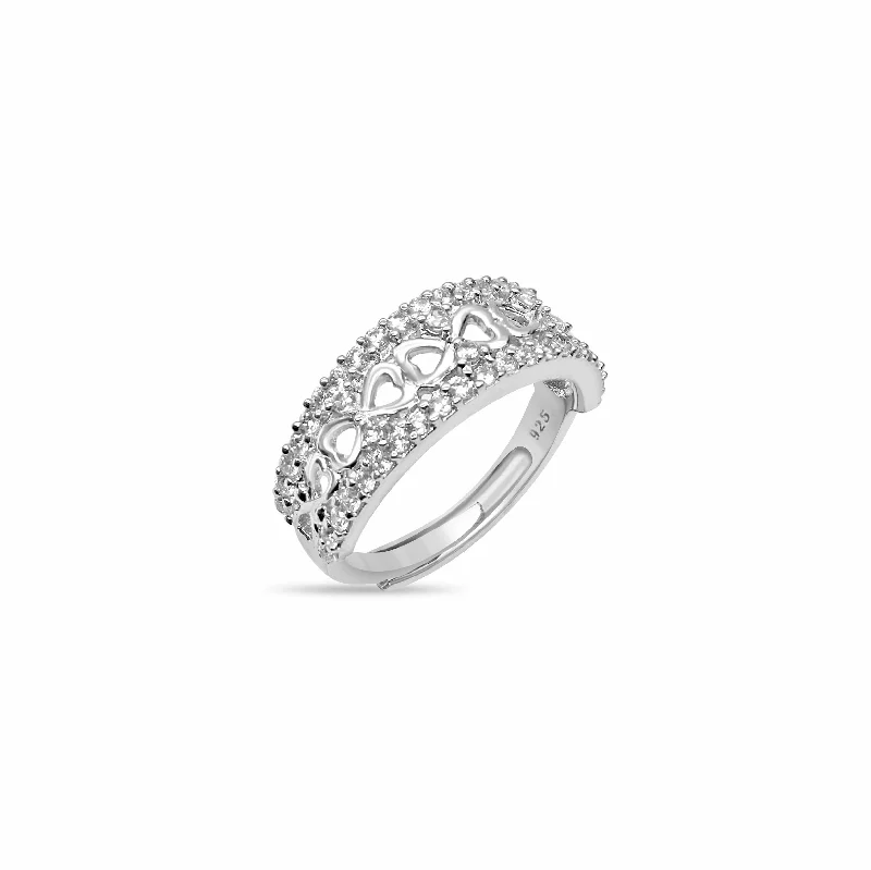 Beautiful Birthstone Rings For Personalized Fashion-Zarkan 925 Silver Infinity Heart American Diamond Ring