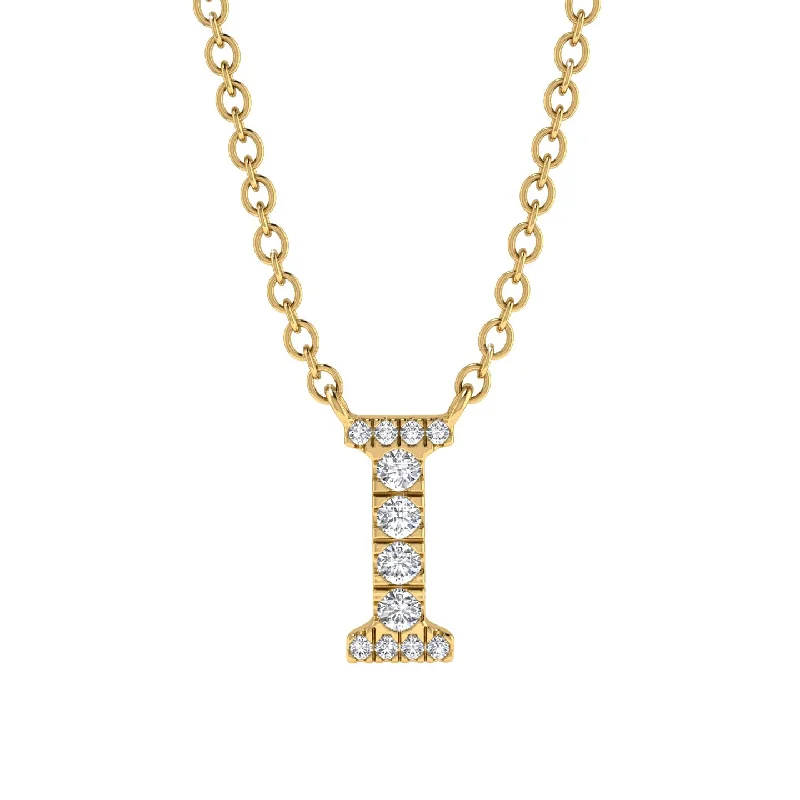 Diamond Gold Initial Necklace - I