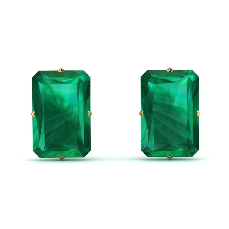 Elegant Crystal Earrings For Formal Glam-Hidden Halo Emerald Cut Emerald Earrings  - Vanessa No. 19