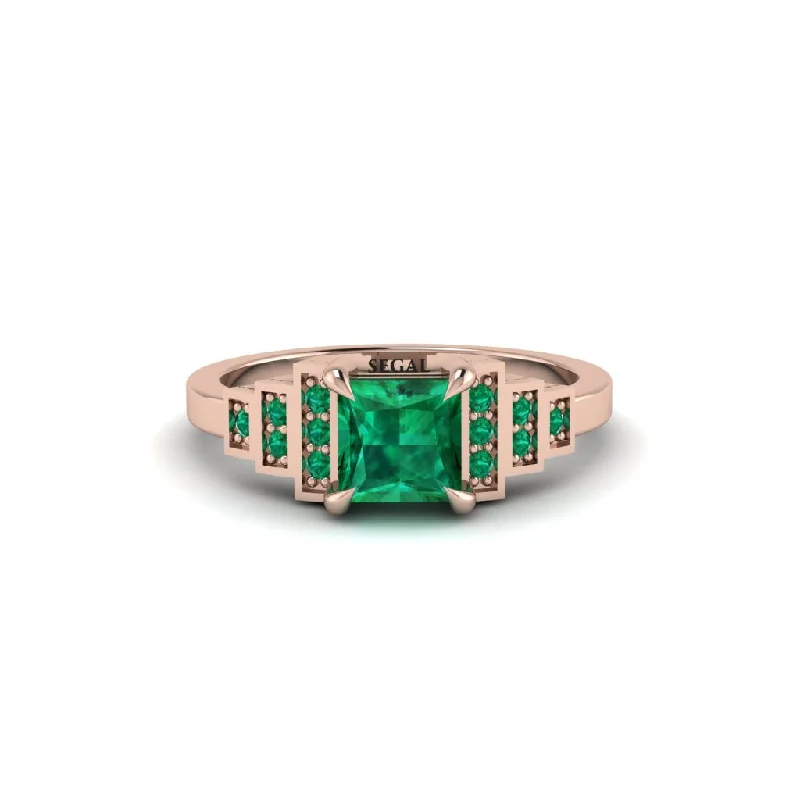 Classic Rose Gold Rings For Timeless Appeal-Emerald Geometric Princess Cut Engagement Ring - Thea No. 20