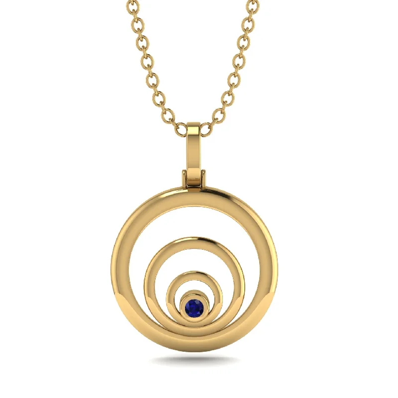 Three Ring Necklace With Dazzling Centre Sapphire - Charlee No. 13