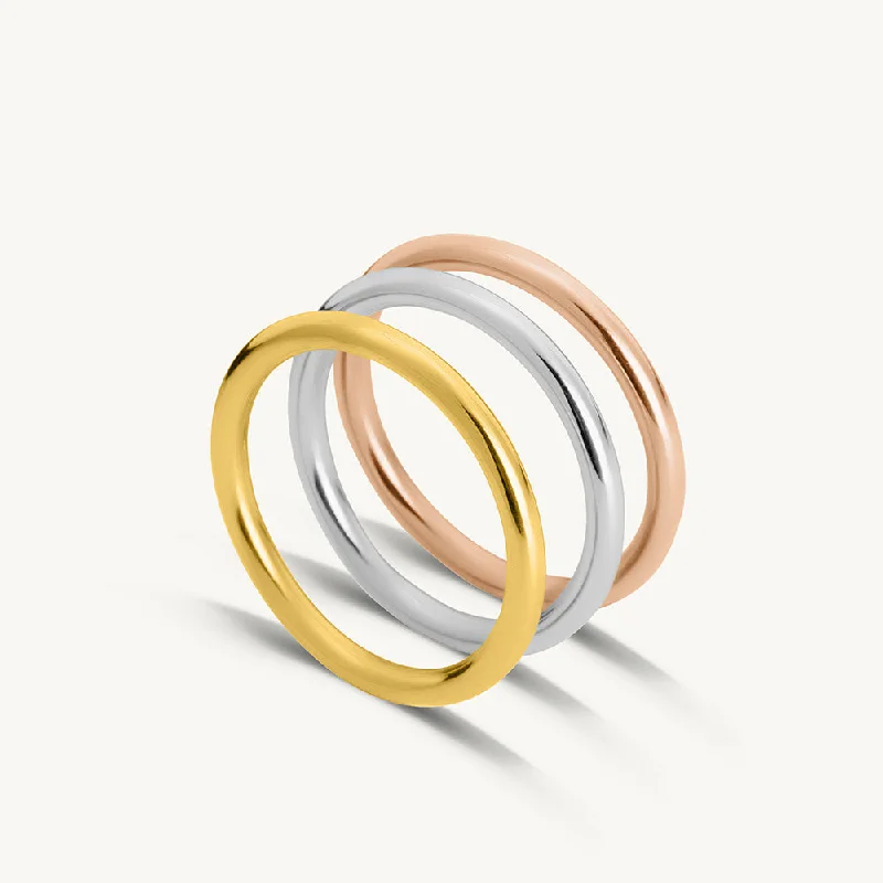 Custom Wedding Bands For Unique Fashion-Mixed Metal Stacking Ring