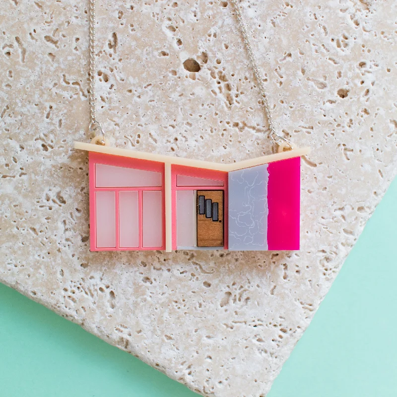 Palm Springs Pink Mid Century House Necklace