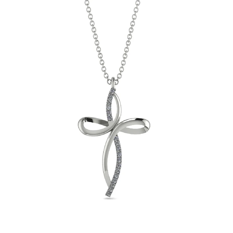 Unique Diamond Swirling Cross Necklace - Arthur No. 3