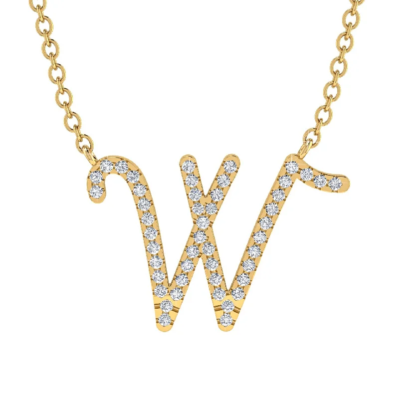 Diamond Gold Letter Necklace - W