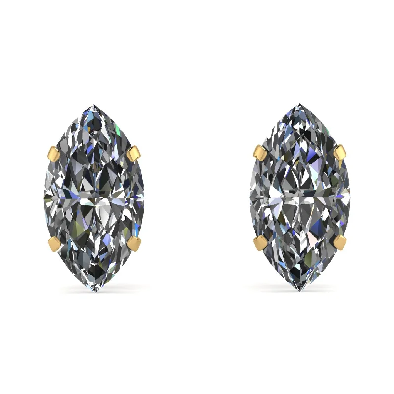 Trendy Gemstone Earrings For Vibrant Fashion-Hidden Halo Marquise Diamond Earrings - Journey No. 16