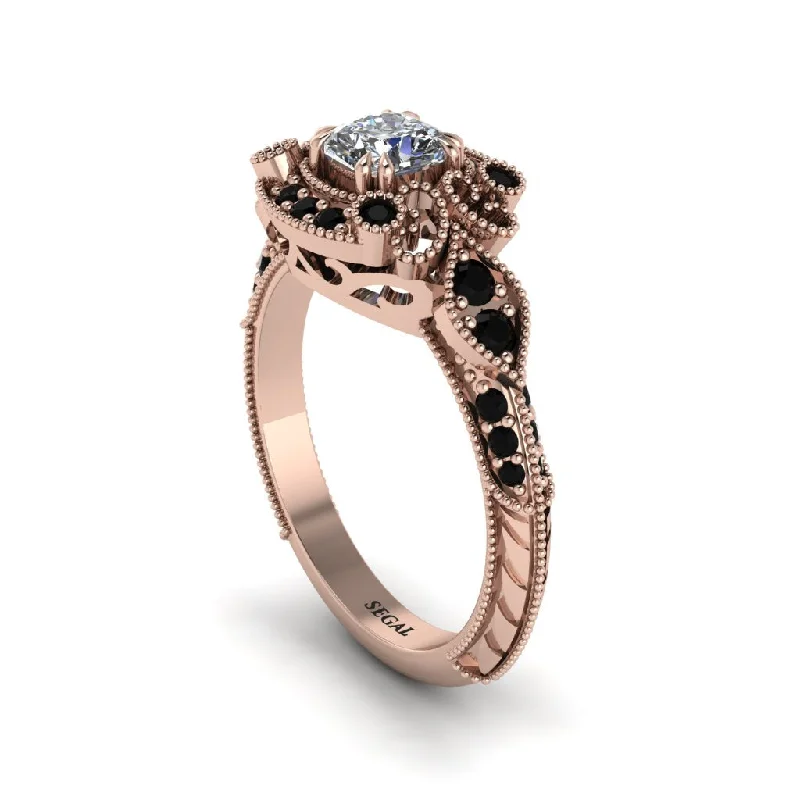 Luxury Platinum Engagement Rings For Brides-Diamond Vintage Filigree Cushion Cut Engagement Ring - Elaina No. 32