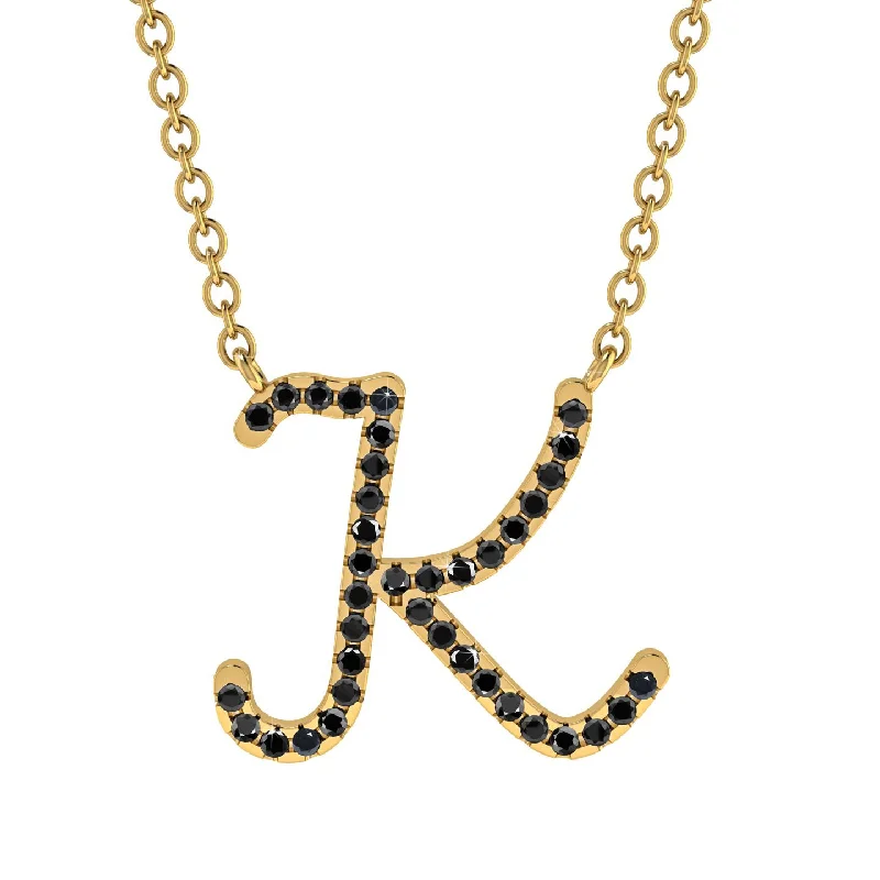 Black Diamond Gold Letter Necklace - K