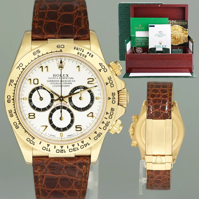 Luxury Fashion Watches For Elegant Style-1995 PAPERS Rolex Daytona Zenith 16518 White Inverted 6 Dial Chrono Yellow Gold Watch