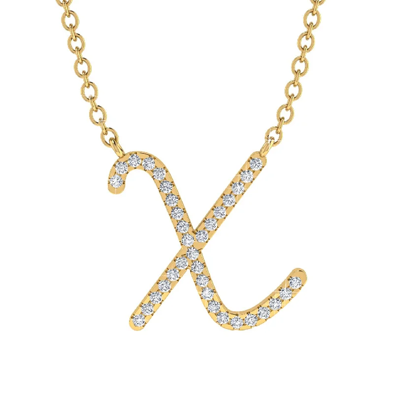 Diamond Gold Letter Necklace - X