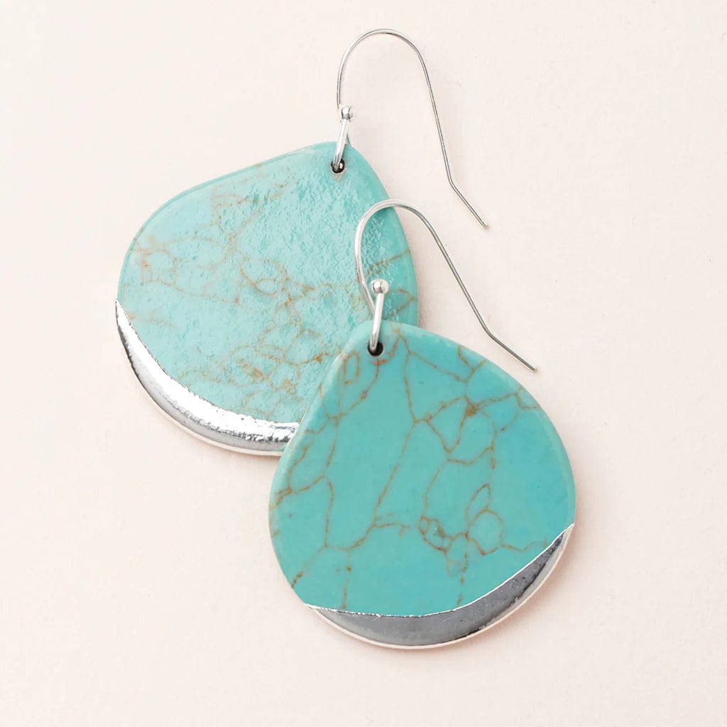 Fashionable Silver Earrings For Every Day-Turquoise Silver Dipped Teardrop Earrings