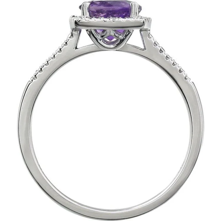 Timeless Wedding Bands For Classic Style-Sterling Silver Natural Amethyst & .01 CTW Natural Diamond Ring