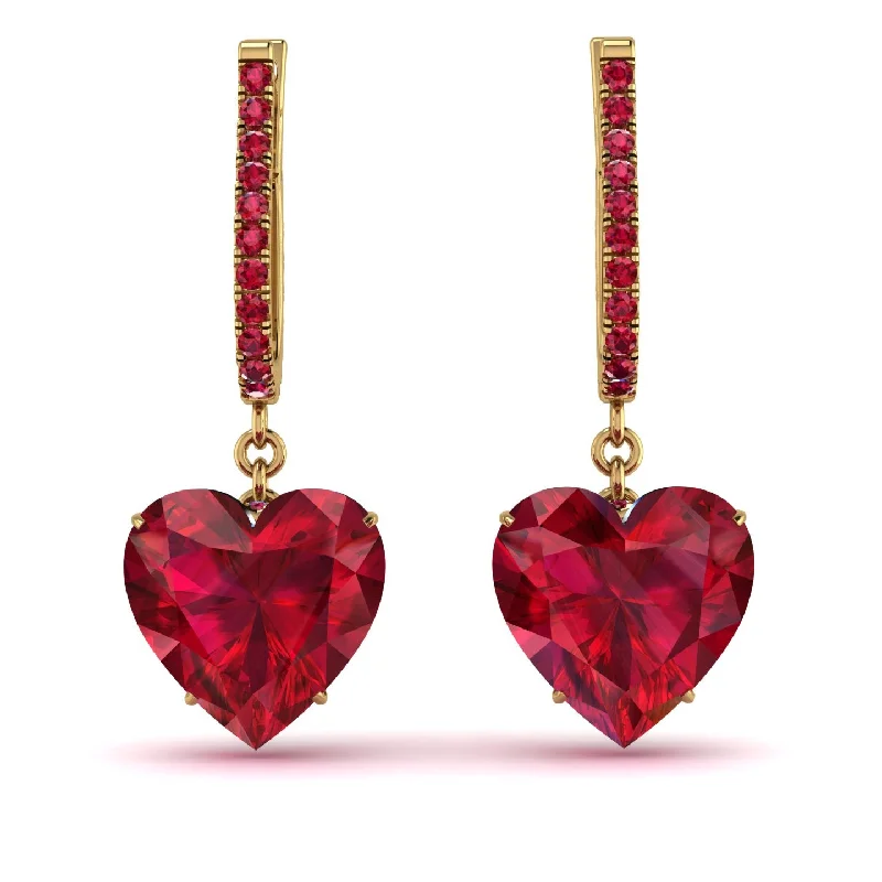 Silver Stud Earrings For Everyday Glam-Heart Ruby Earrings - Noelle No. 55