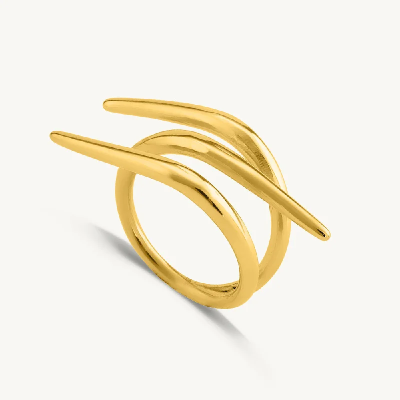 Simple Gemstone Rings For Everyday Wear-Statement WhirlWind Gold Ring