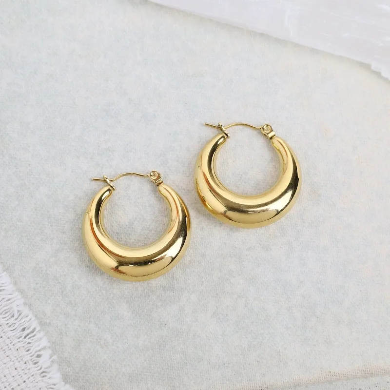 Stylish Earrings For Everyday Looks-The Moon Hoop Earrings