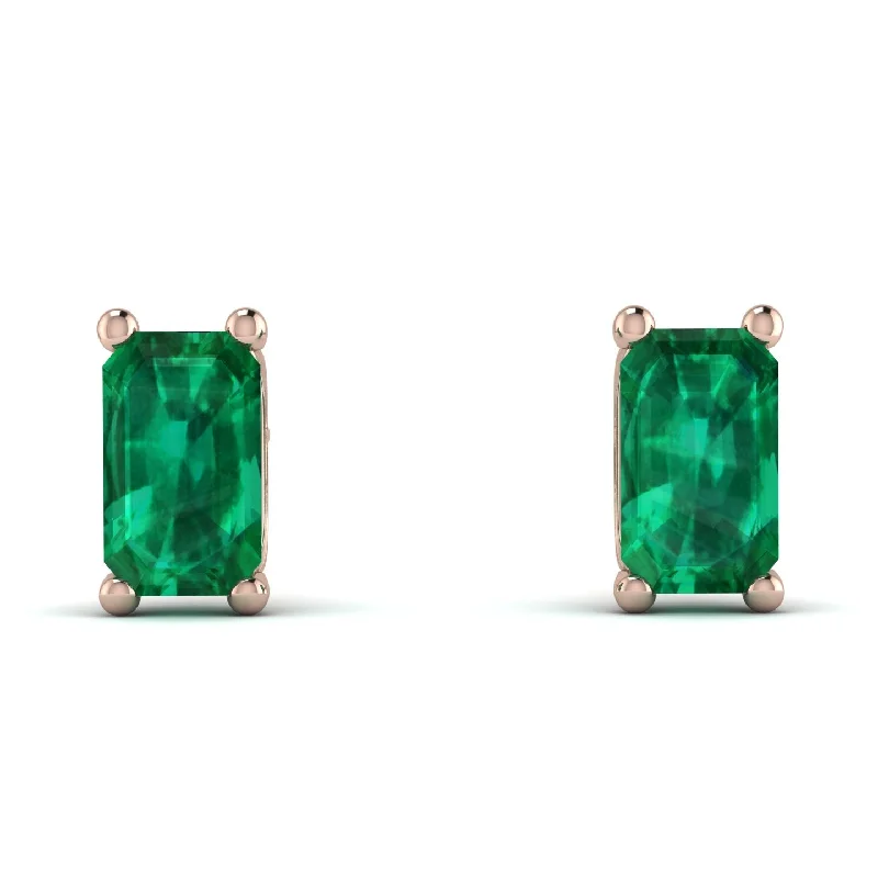 Sparkling Hoop Earrings For Chic Looks-Hidden Diamonds Emerald Cut Emerald Earrings - Angel No. 20