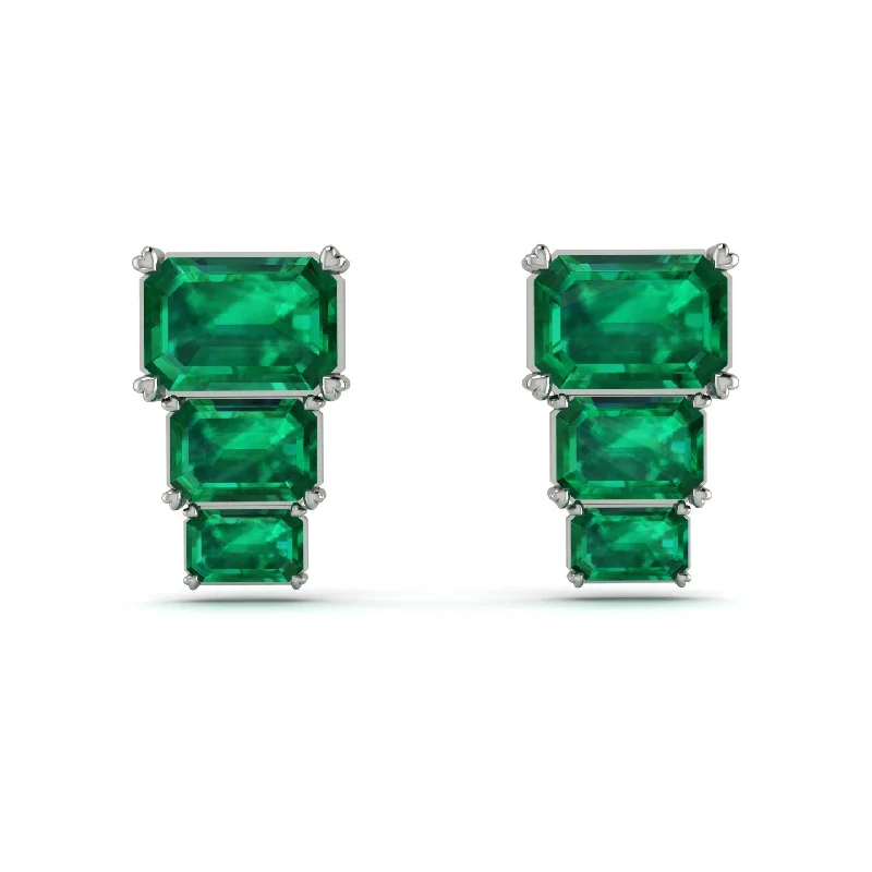 Statement Earrings For Bold Fashion-Hidden Diamonds Emerald Emerald Earrings - Briella No. 6