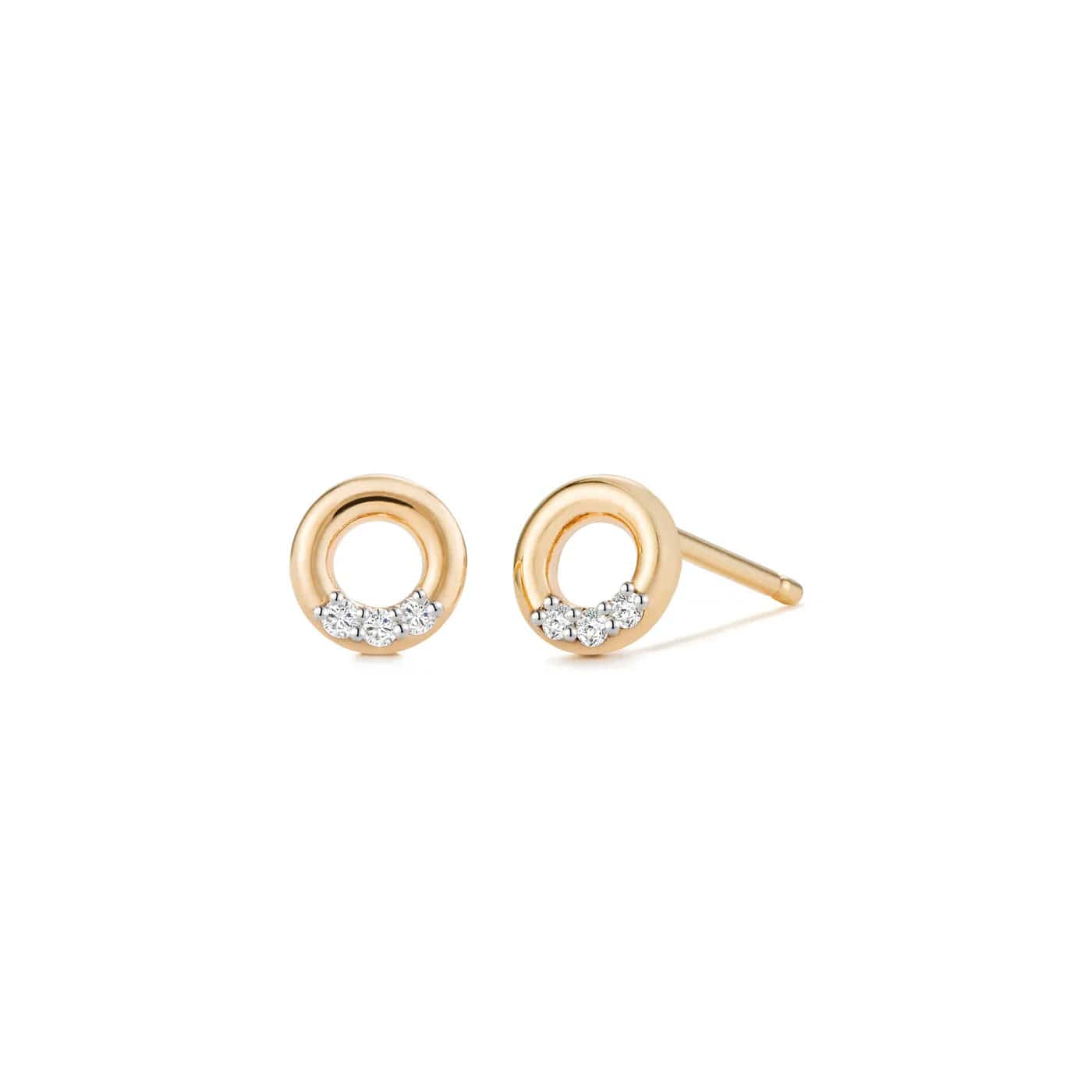 Fashionable Hoop Earrings For Casual Wear-Lena Open Circle Diamond Stud Earrings