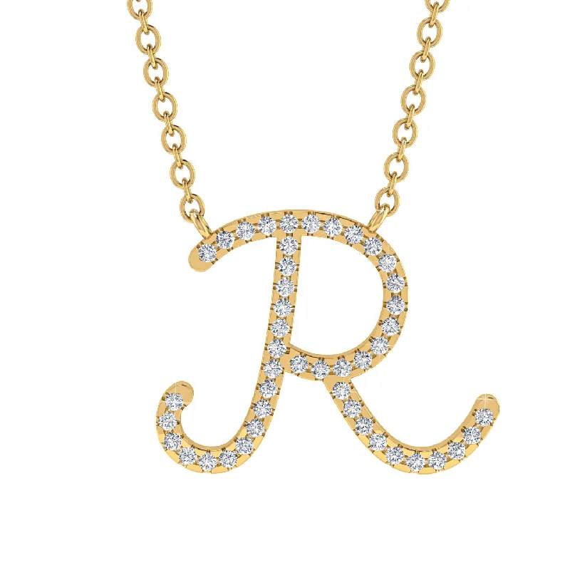 Diamond Gold Letter Necklace - R