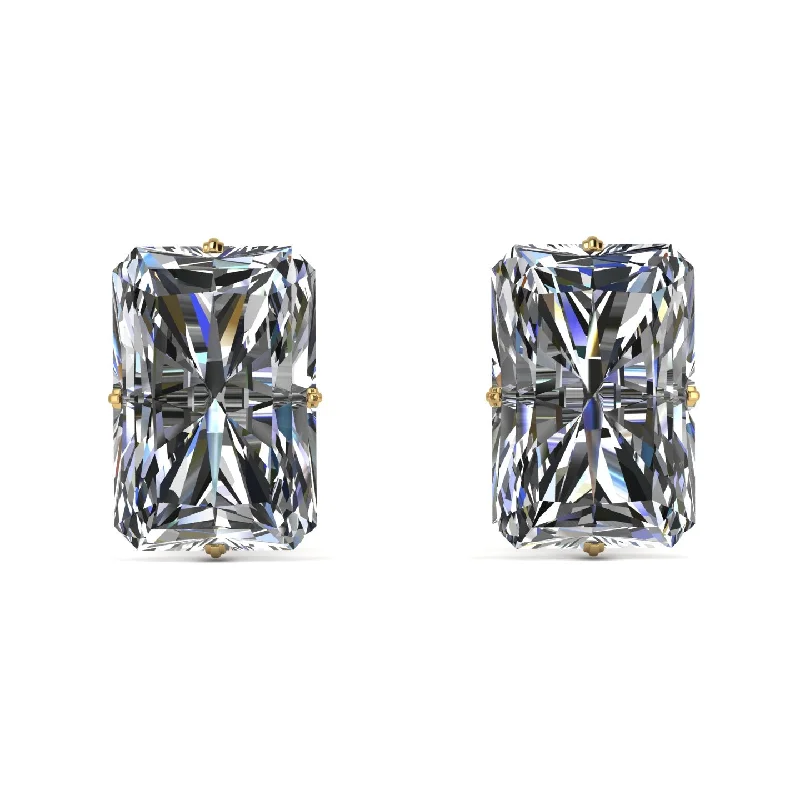 Stunning Earrings For Evening Parties-Hidden Halo Emerald Cut Diamond Earrings - Vanessa No. 16