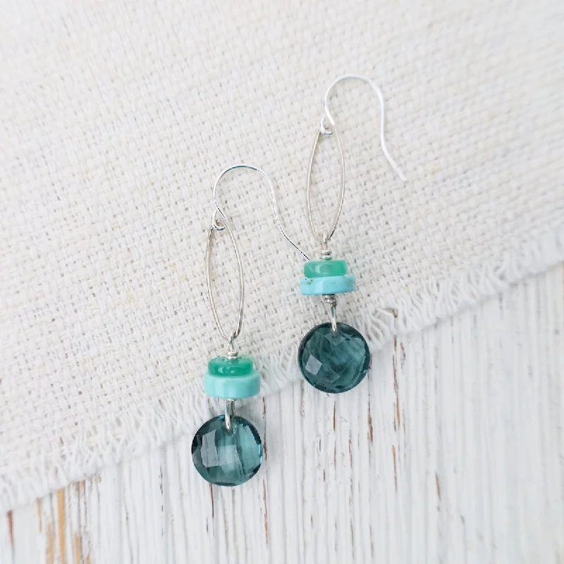 Unique Gemstone Earrings For Creative Glam-Blue Crystal & Turquoise Earrings