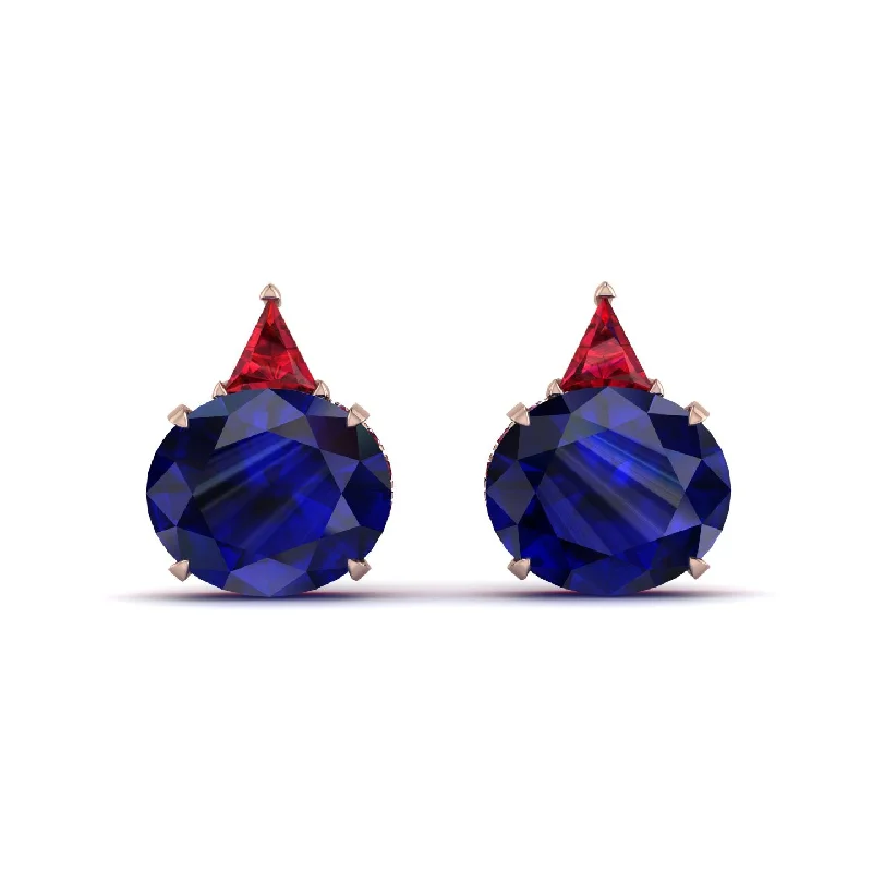 Simple Crystal Earrings For Subtle Beauty-Hidden Halo Sapphire Earrings - Rosalie No. 59