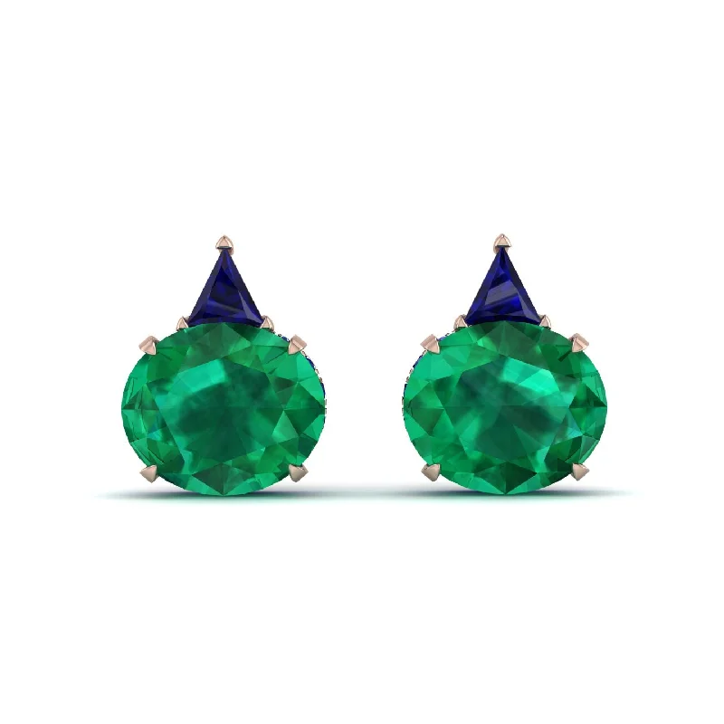 Trendy Gold Earrings For Special Days-Hidden Halo Emerald Earrings - Rosalie No. 65