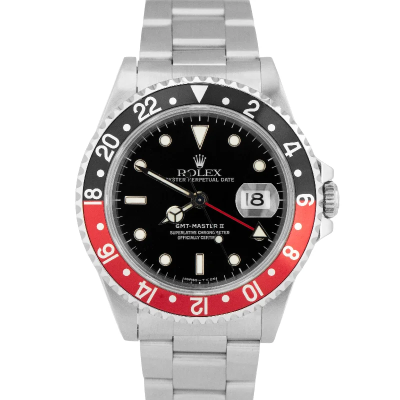 Elegant Silver Watches For Subtle Elegance-MINT Rolex GMT-Master II 40mm Coke Red Black Stainless Steel Oyster Watch 16710