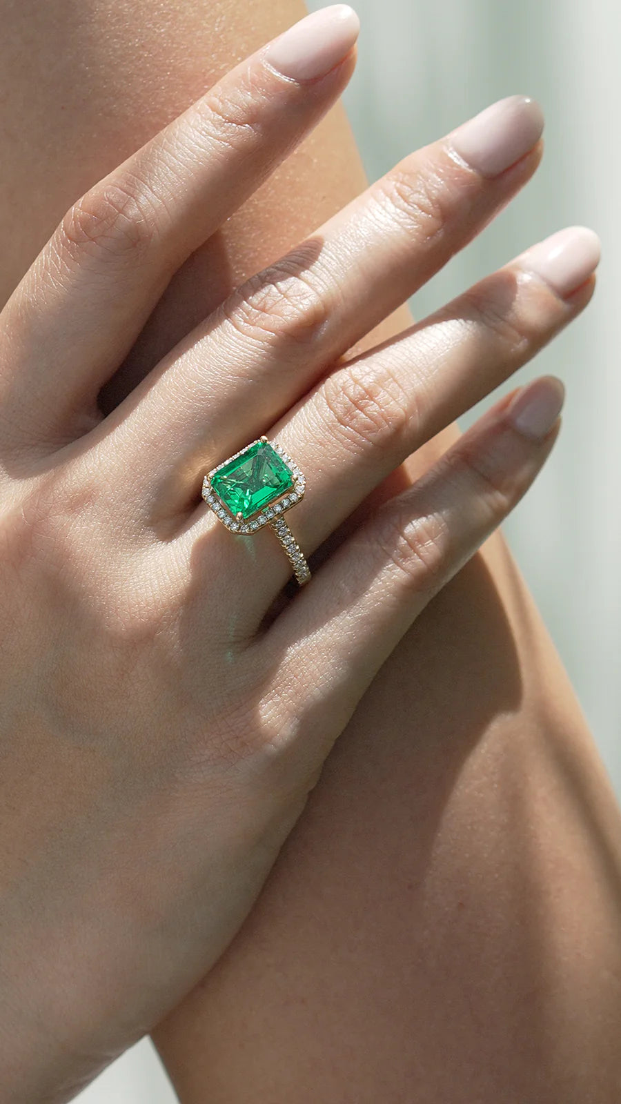 Classic Solitaire Wedding Rings For Elegant Glam-Emerald Stone Fancy Ring