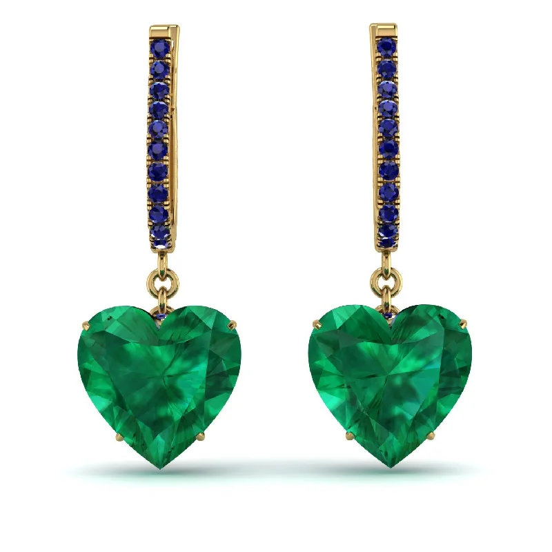 Simple Dangle Earrings For Casual Outfits-Heart Emerald Earrings - Noelle No. 64