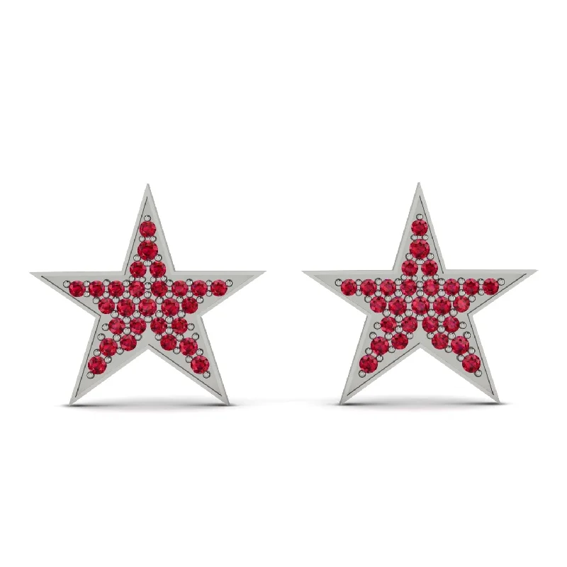 Gold Dangle Earrings For Luxurious Style-Star Stud Ruby Earrings - Star No. 12