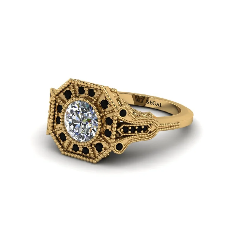 Timeless Gemstone Rings For Elegant Style-Diamond 14K Gold Art Deco Engagement Ring - Erin No. 31