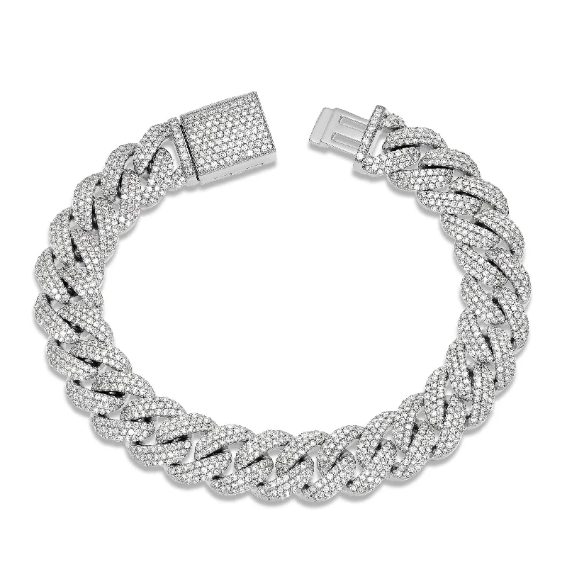 Beautiful Pearl-Set Bracelets For Timeless Fashion-10K White Gold 22ct Prong set Diamond 10mm Cuban Bracelet