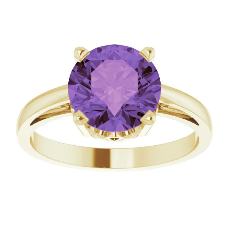 Luxury Gemstone Wedding Rings For Special Occasions-14K Yellow Natural Amethyst Ring